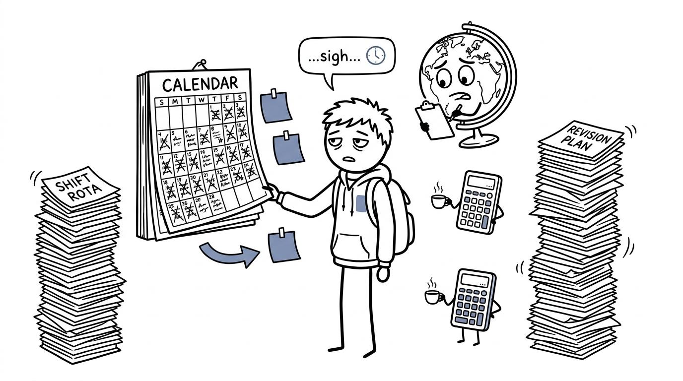 A student replaces an impossible calendar with three manageable revision notes