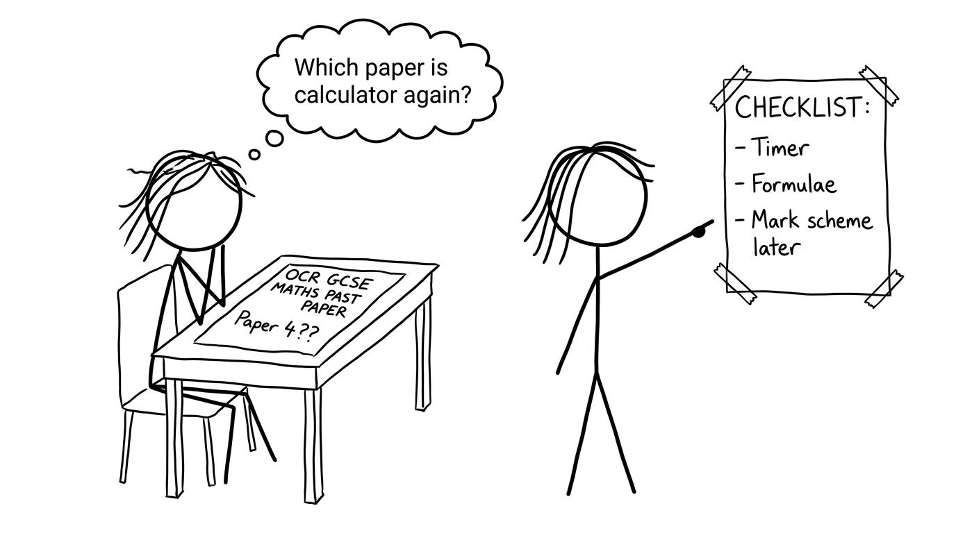 A stressed student vs a helpful checklist