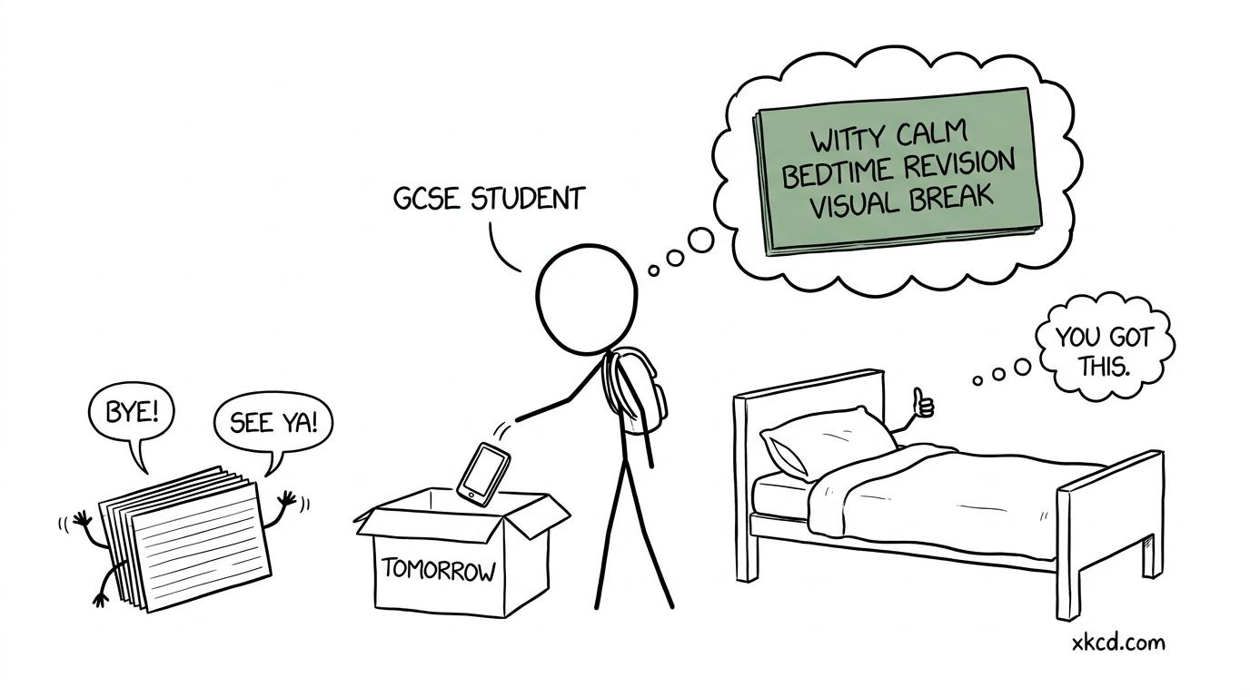 A student puts the phone away as flashcards wave goodnight