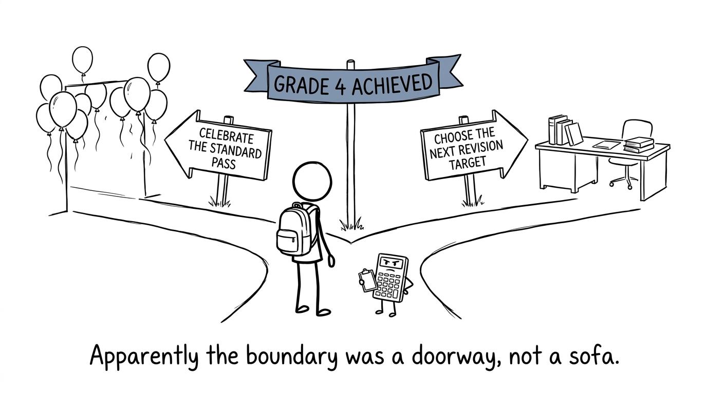 A student discovers that a grade boundary is a doorway rather than a sofa