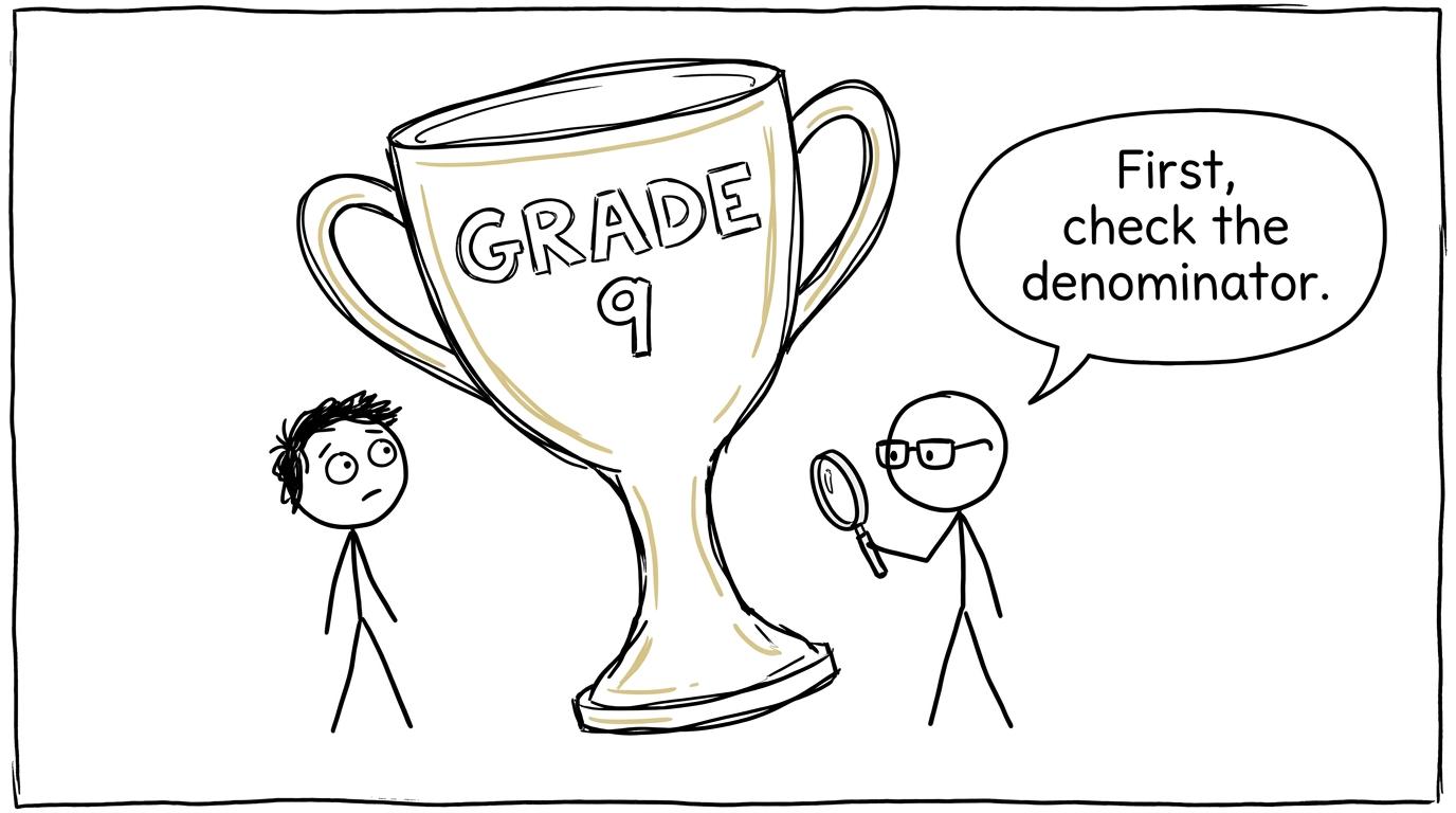 A student and statistician inspect what a grade 9 trophy really means