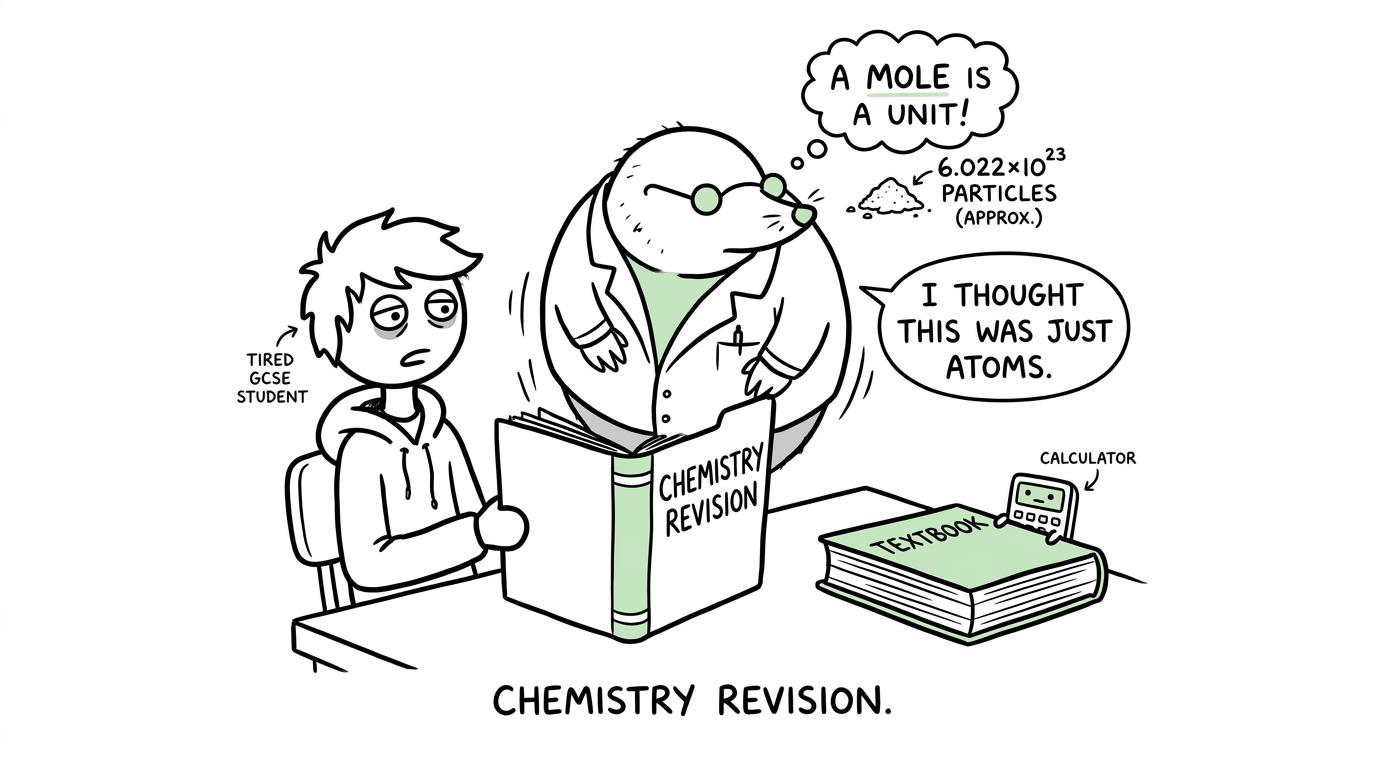 A GCSE student discovers an unexpectedly large paper mole in a chemistry folder