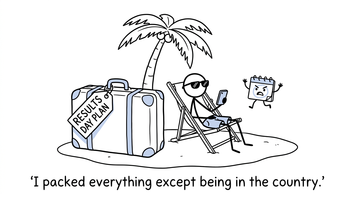 A student abroad remembers to make a results-day plan