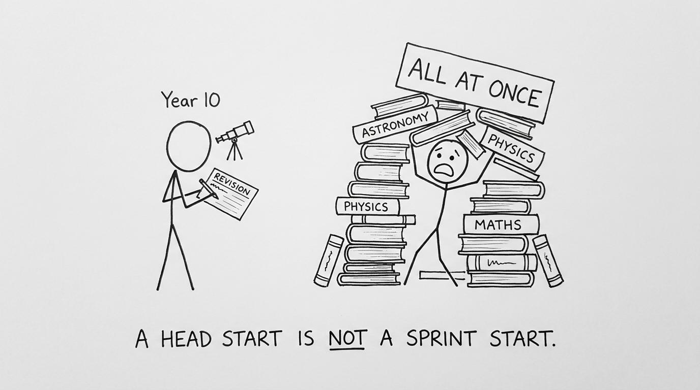 A student discovers that a head start should not become a sprint
