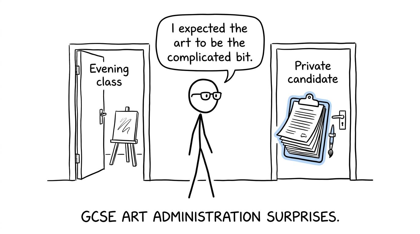 An adult learner discovers that choosing an Art retake route involves more paperwork than expected