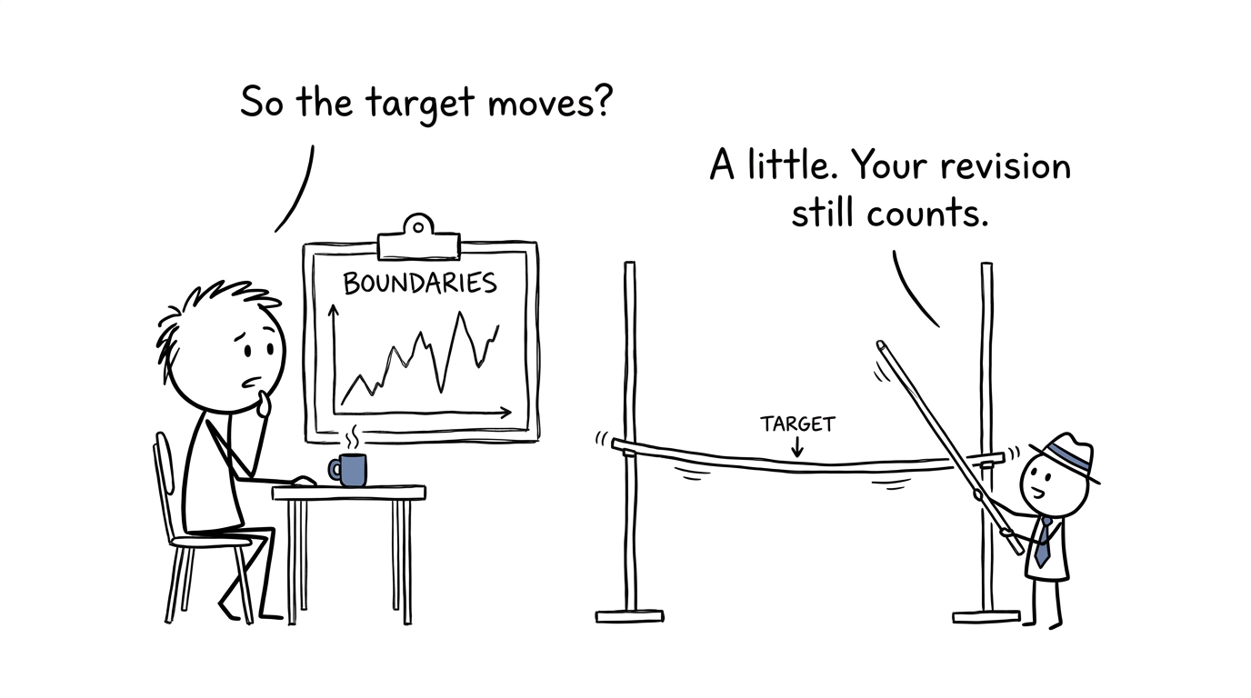 A student discovers that grade boundaries move while revision still counts