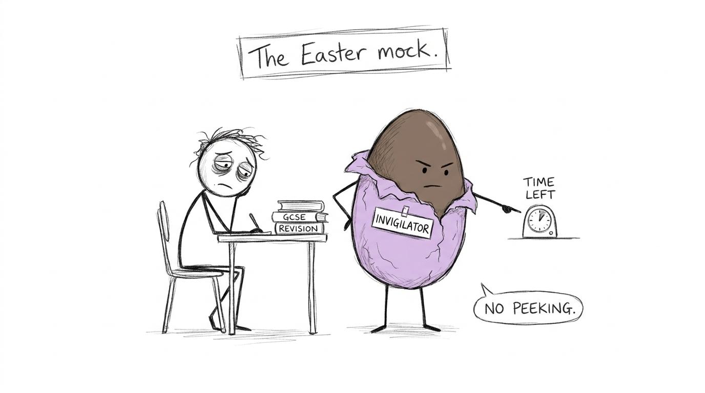 A giant Easter egg conducting a very serious revision session