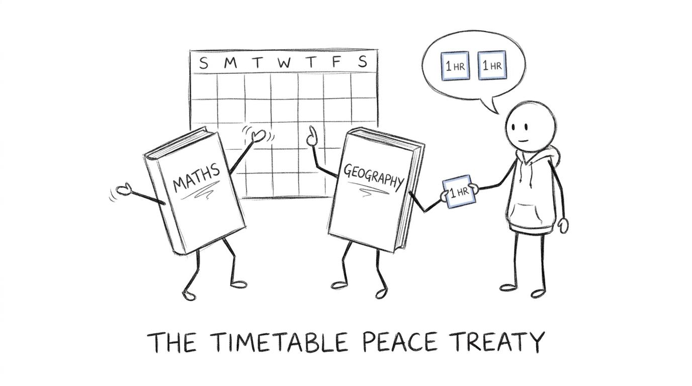 Maths and geography agree to a timetable peace treaty