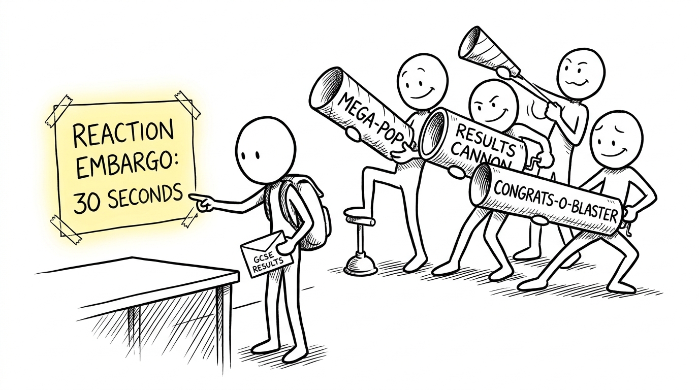 A student requesting a brief reaction embargo before opening results