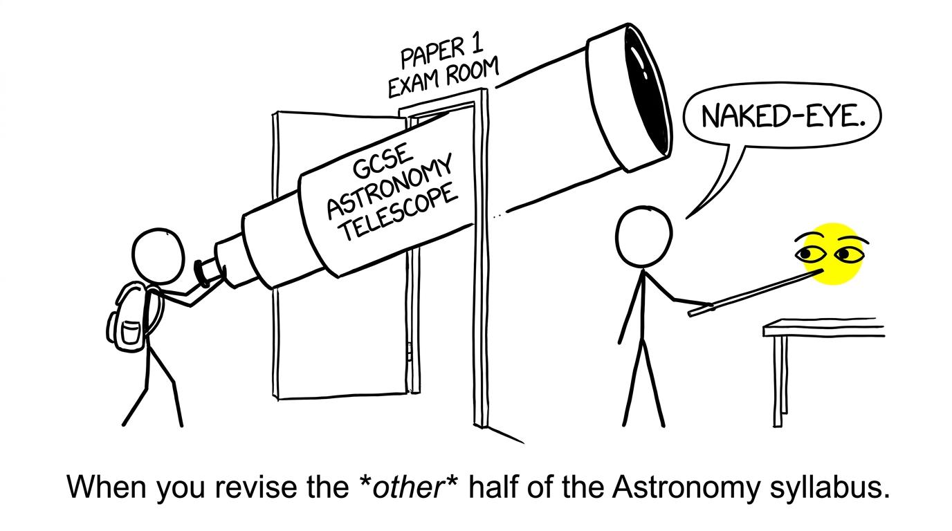A student discovers that the telescope has arrived for the wrong astronomy paper