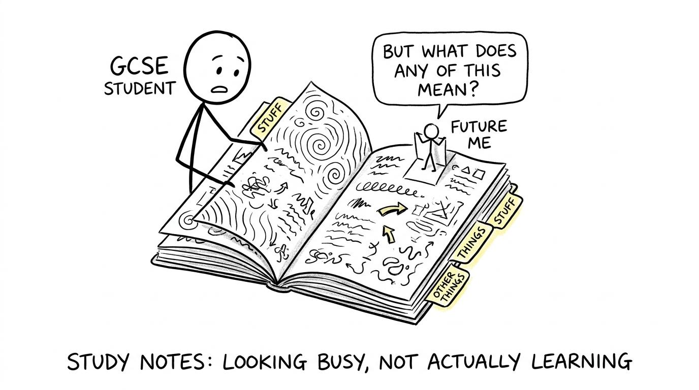 A student discovers that attractive notes do not automatically help future revision