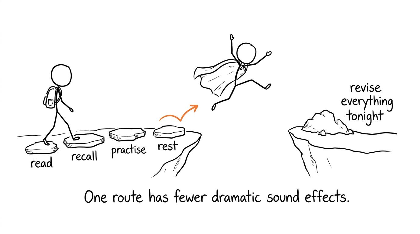 A student uses small revision stepping stones instead of attempting one enormous leap
