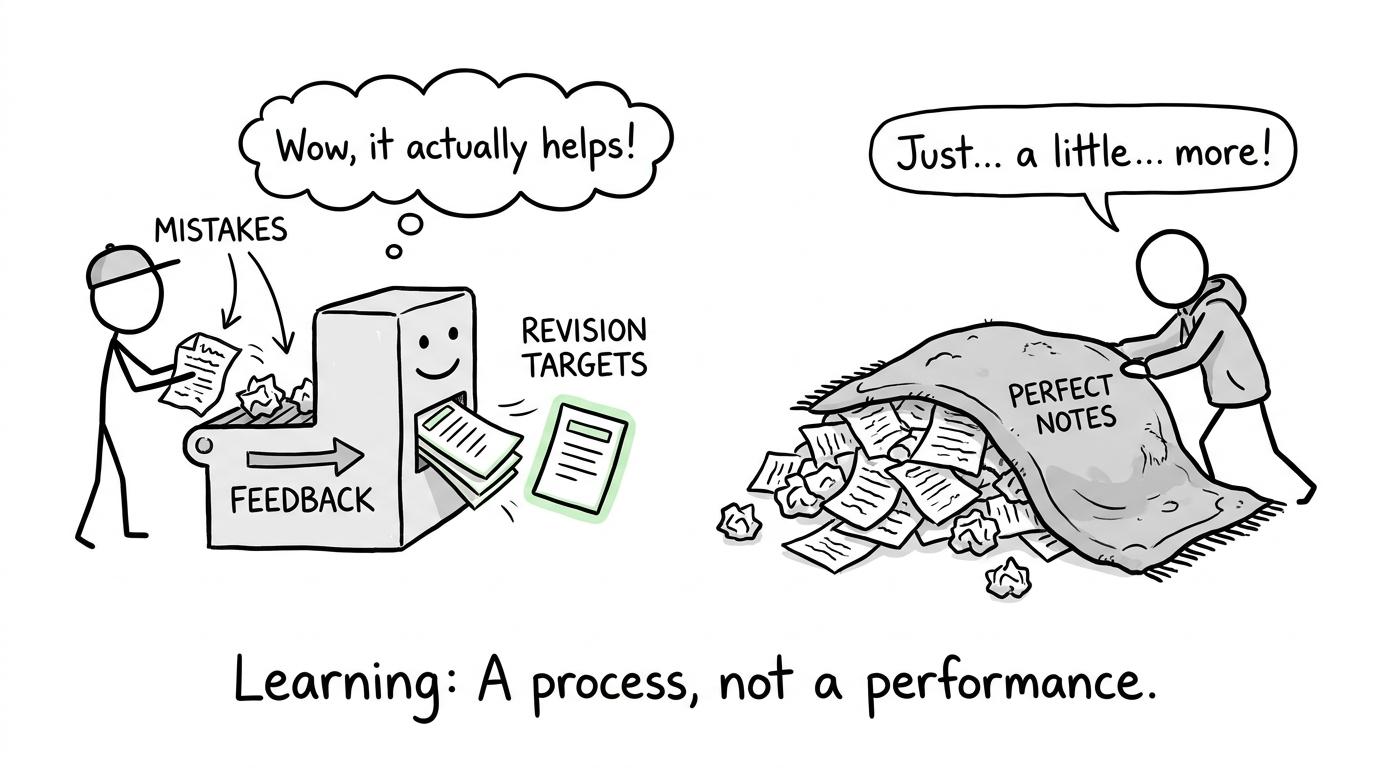 Mistakes become useful targets when they enter the feedback machine