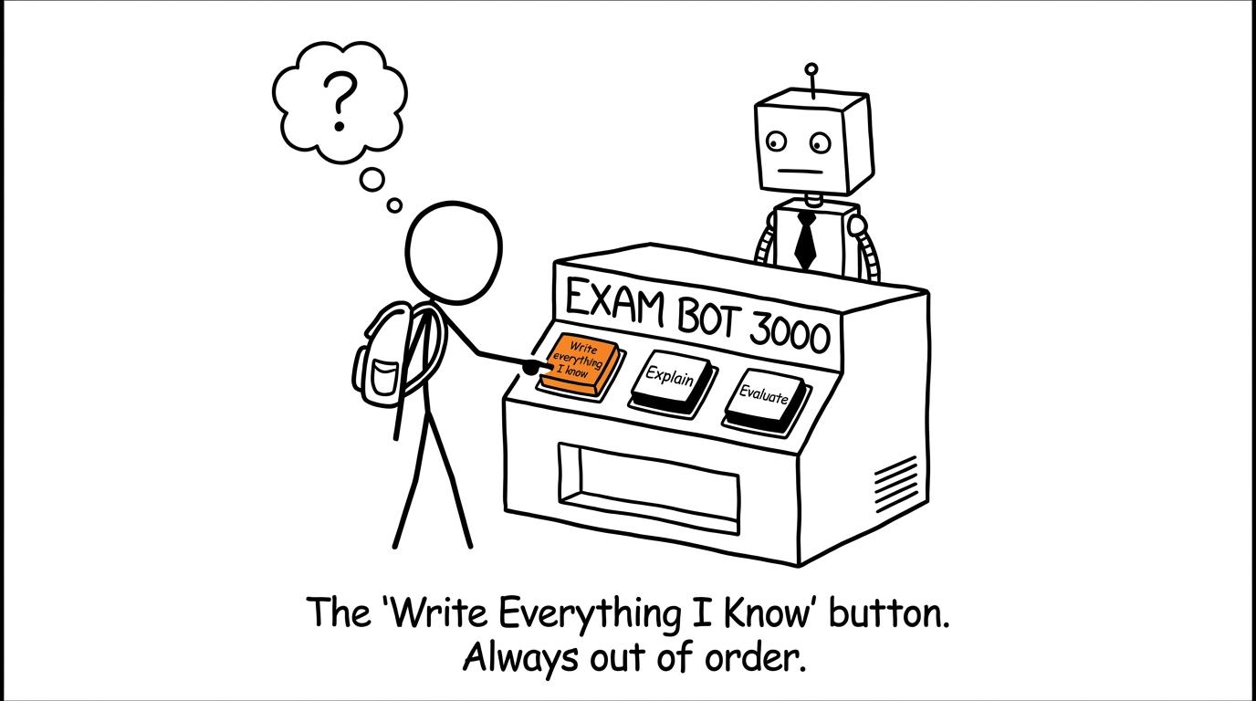An exam-technique vending machine rewards evidence and evaluation