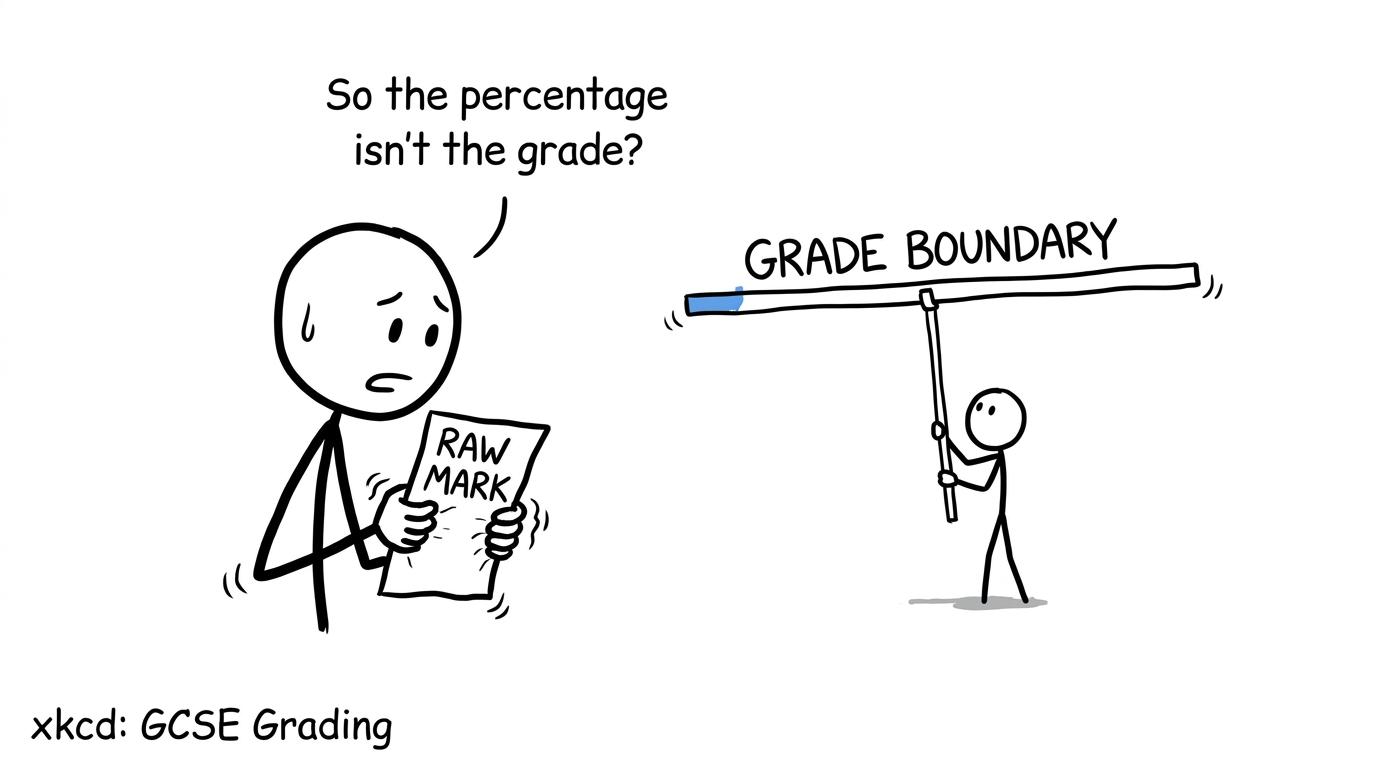 A student discovers that a raw percentage is not automatically a GCSE grade