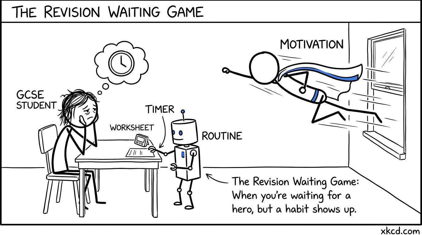 A routine robot starts revision while motivation is late