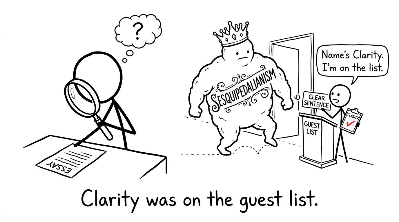 A giant thesaurus word discovers that clarity was invited instead