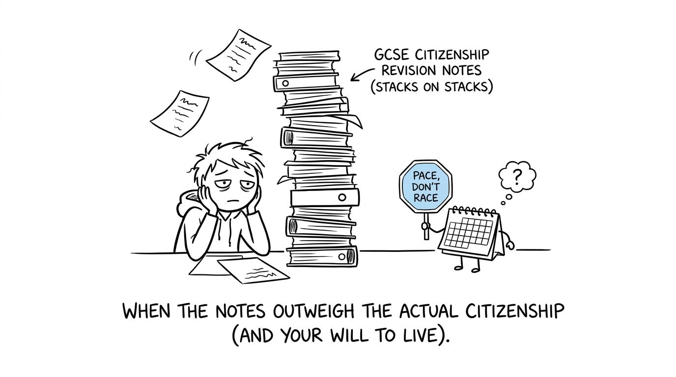 A tired student learns to pace rather than race through Citizenship Studies revision