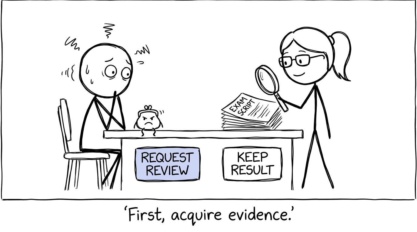A student and teacher gathering evidence before requesting a review
