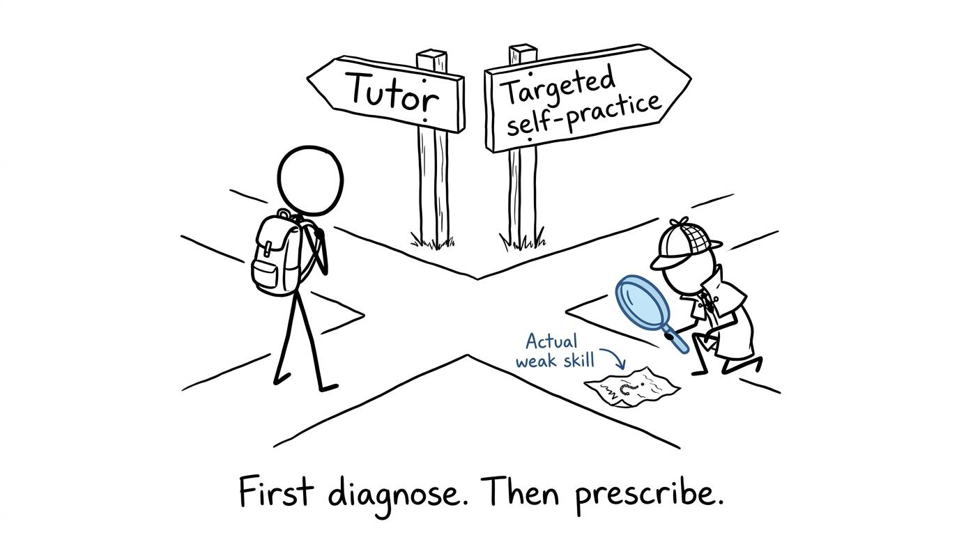 A student and detective diagnose the real revision problem before choosing a tutor
