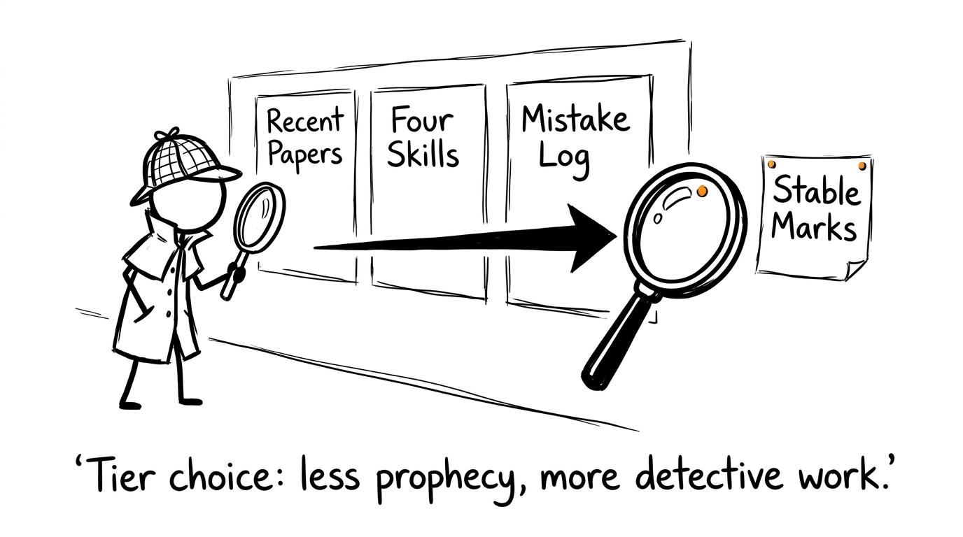 A student detective investigating recent papers, four skills and stable marks