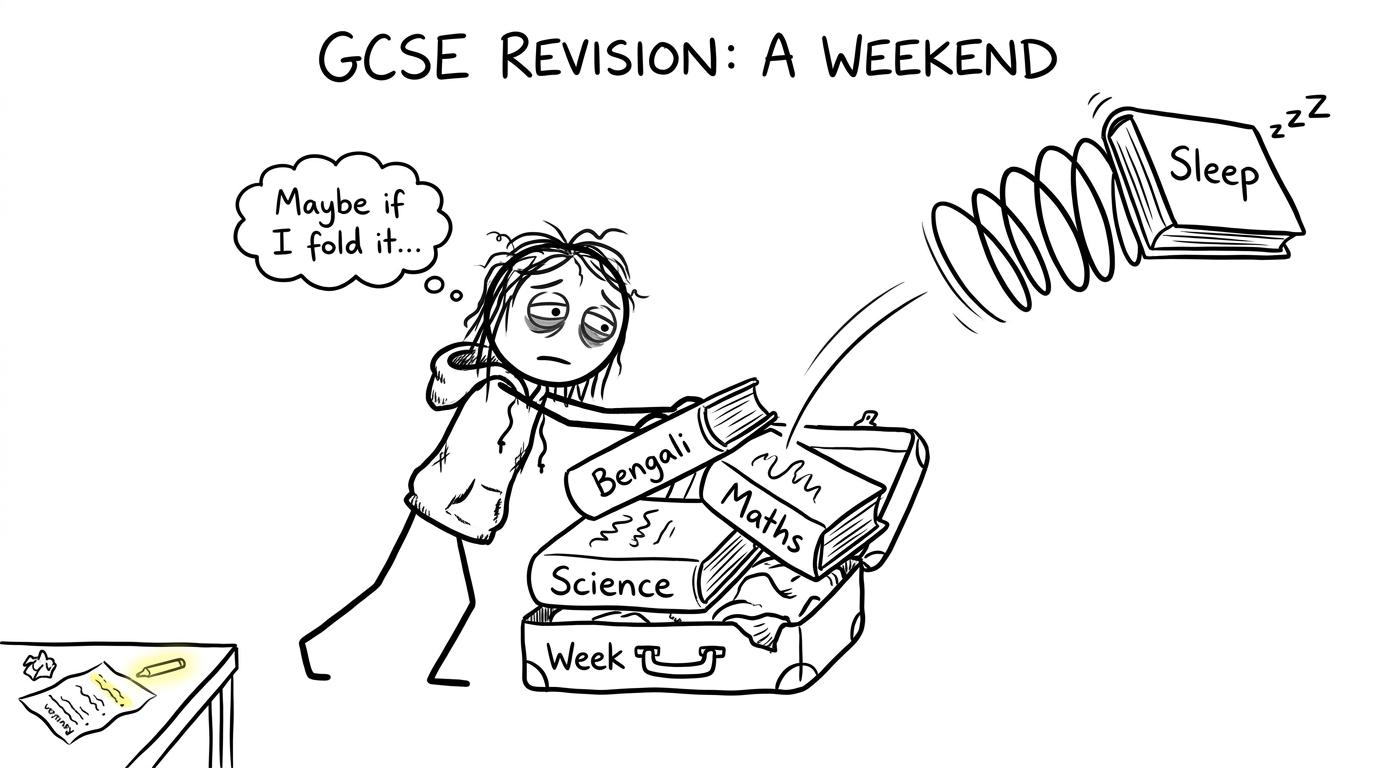 A GCSE student tries to pack Bengali, maths, science and sleep into one week