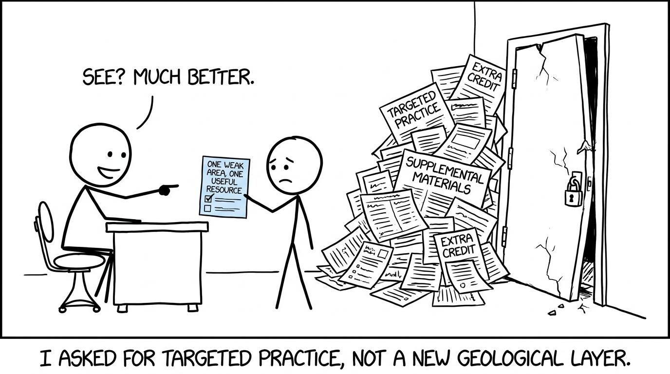 A student asks for targeted practice rather than an avalanche of worksheets