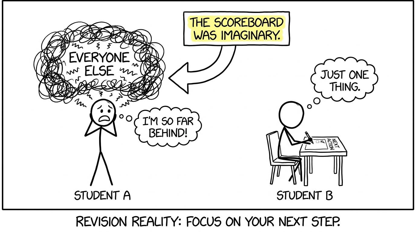 Two students discover that the frightening comparison scoreboard existed only in their imagination