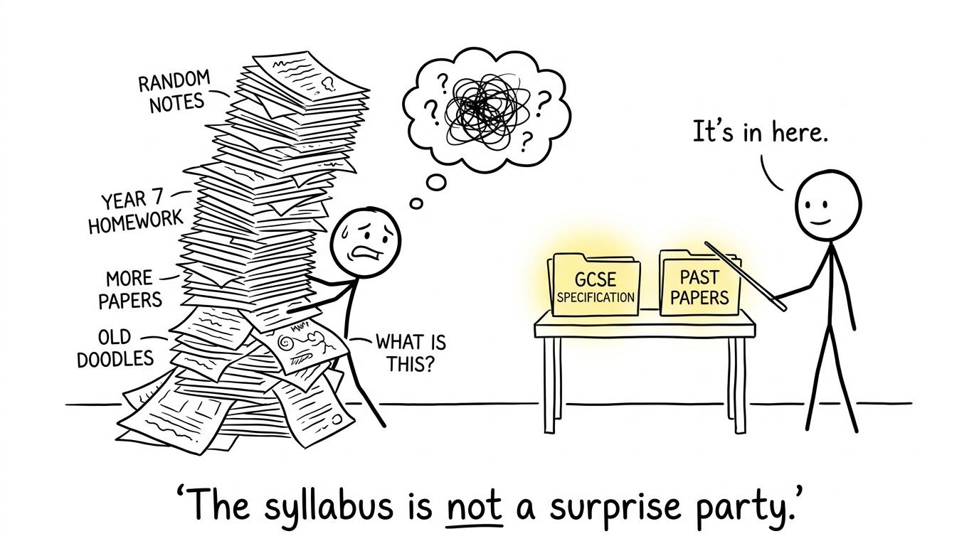 A calm revision plan replacing a pile of random papers
