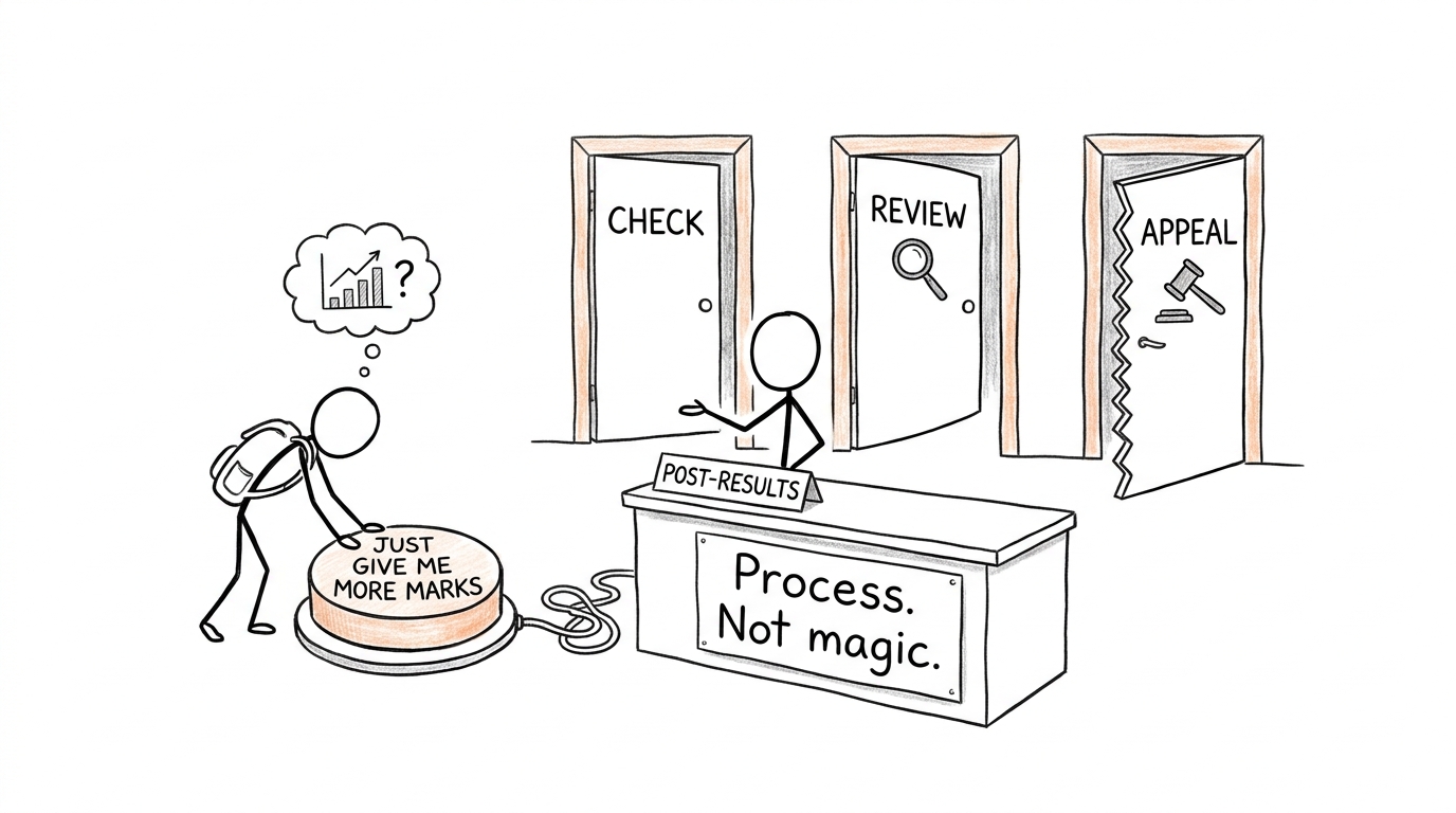 A student discovers that a check, review and appeal are different services