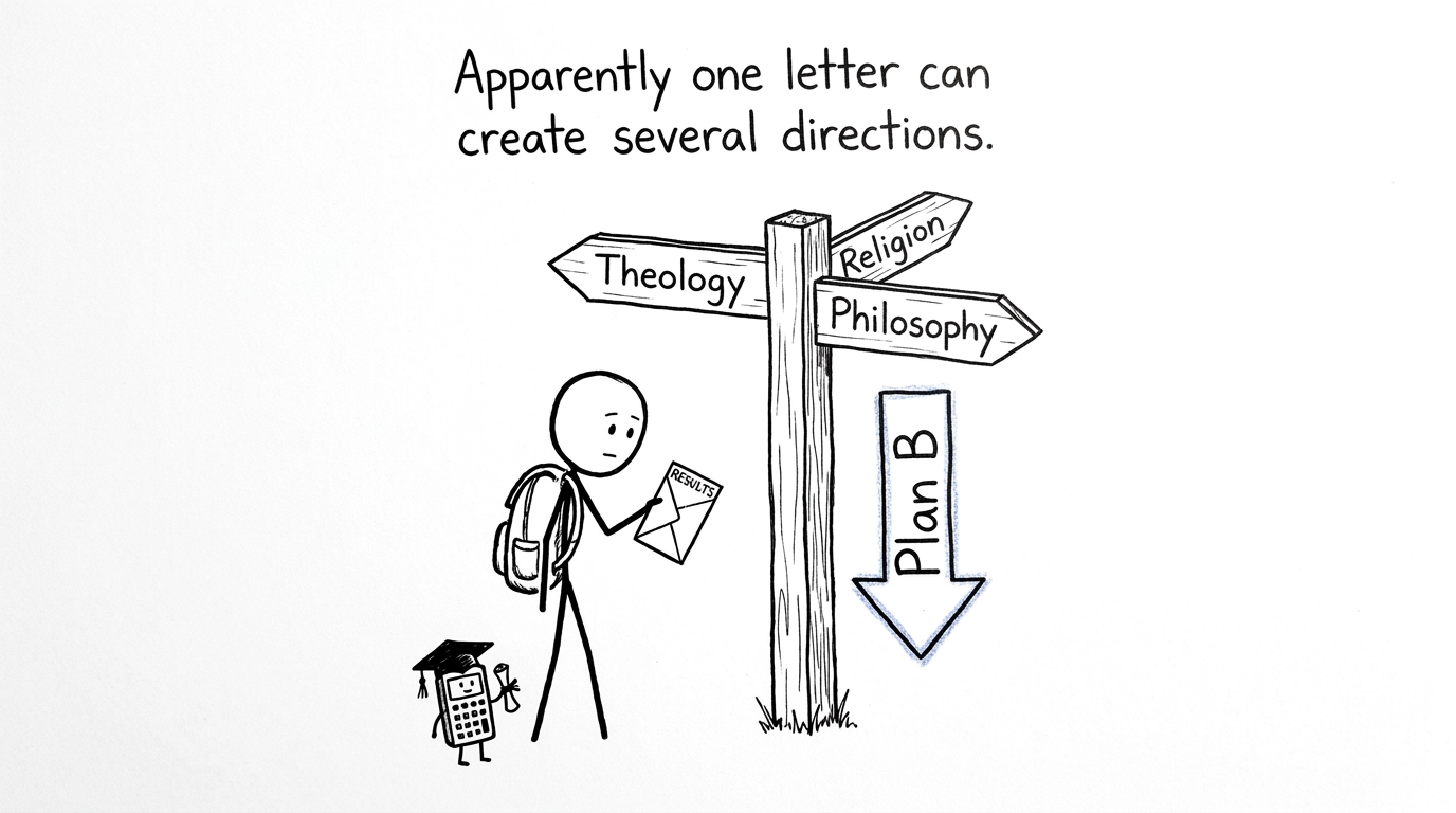 A student choosing between university paths after opening a results envelope