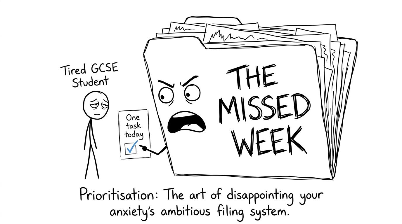 A student chooses one small task instead of confronting an enormous missed week