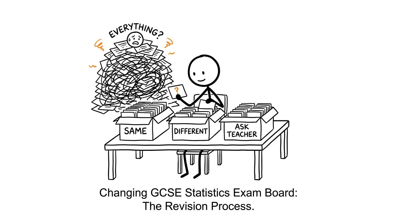 A student calmly sorting revision cards into same, different and ask teacher boxes