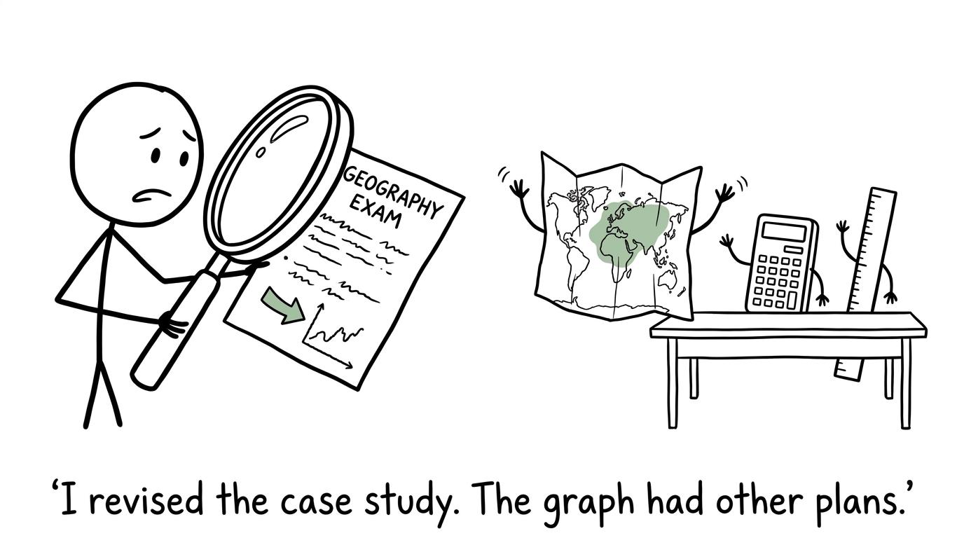 A geography student realising that the graph also needed revision