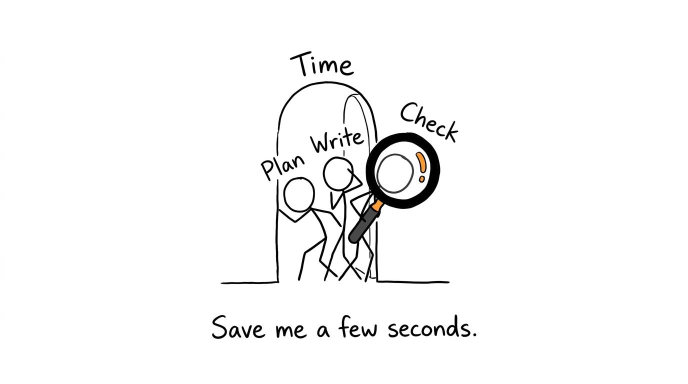 Plan, Write and Check squeeze through a doorway labelled Time