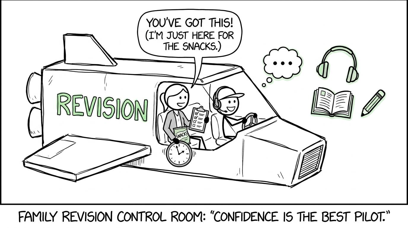 The student pilots revision while the parent supports from the passenger seat