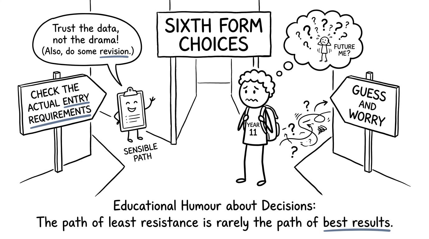 A student choosing between checking entry requirements and guessing