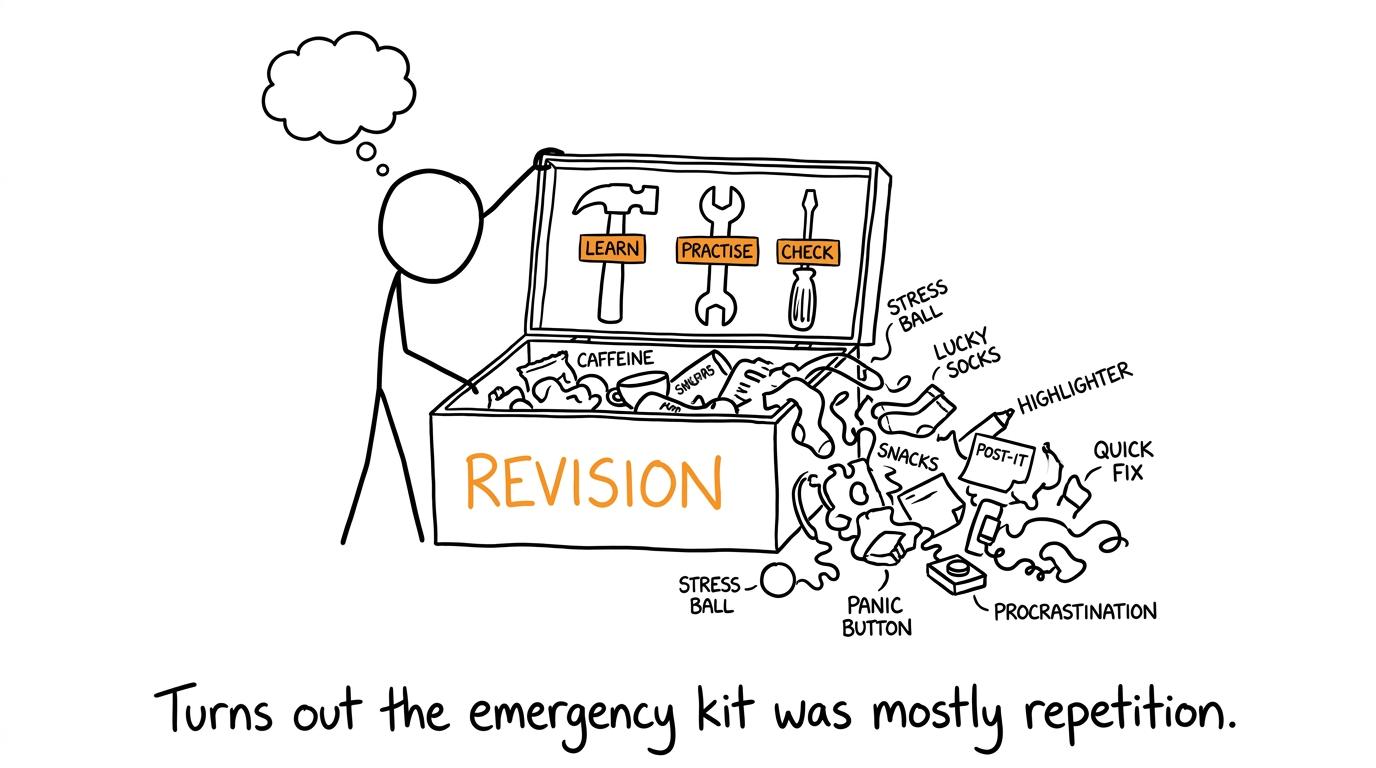 A GCSE revision toolbox containing the three tools that matter
