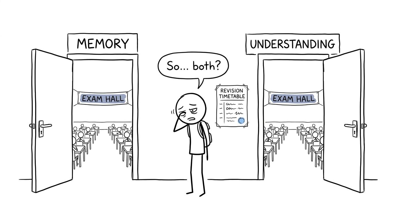 A GCSE student discovers that memory and understanding lead into the same exam hall