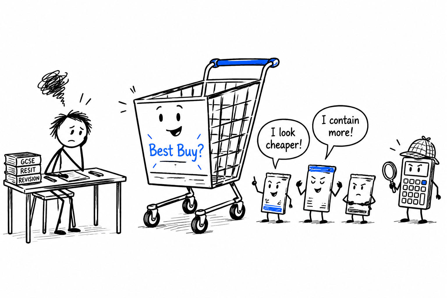 A GCSE student investigates a suspicious best-buy question with a detective calculator