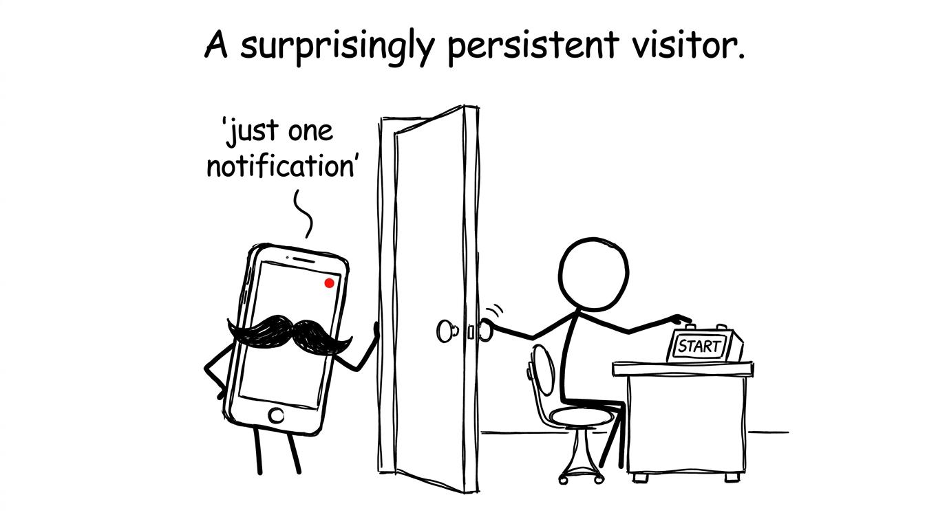 A determined phone attempting to interrupt a timed revision session