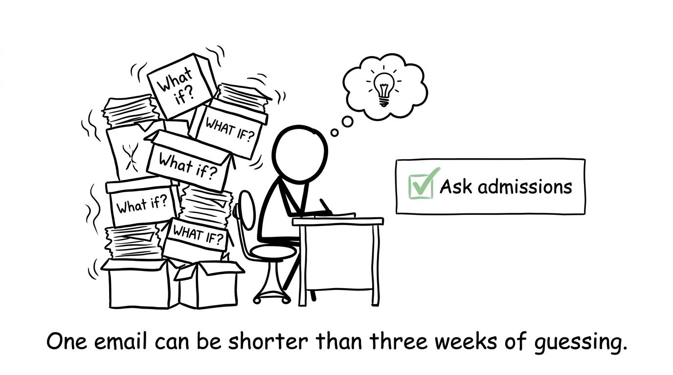 A student replaces weeks of admissions worry with one clear email