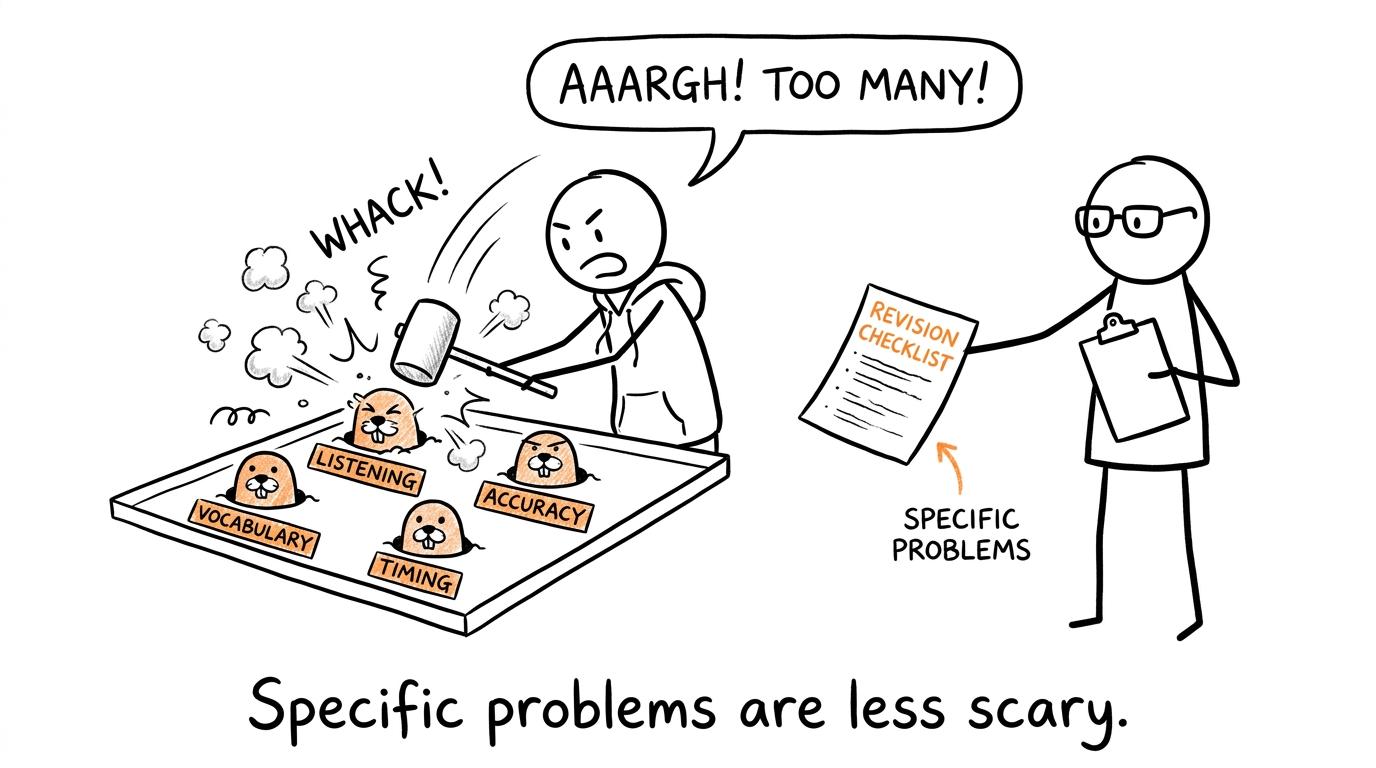 A student turns broad revision worries into specific skills that can be tackled