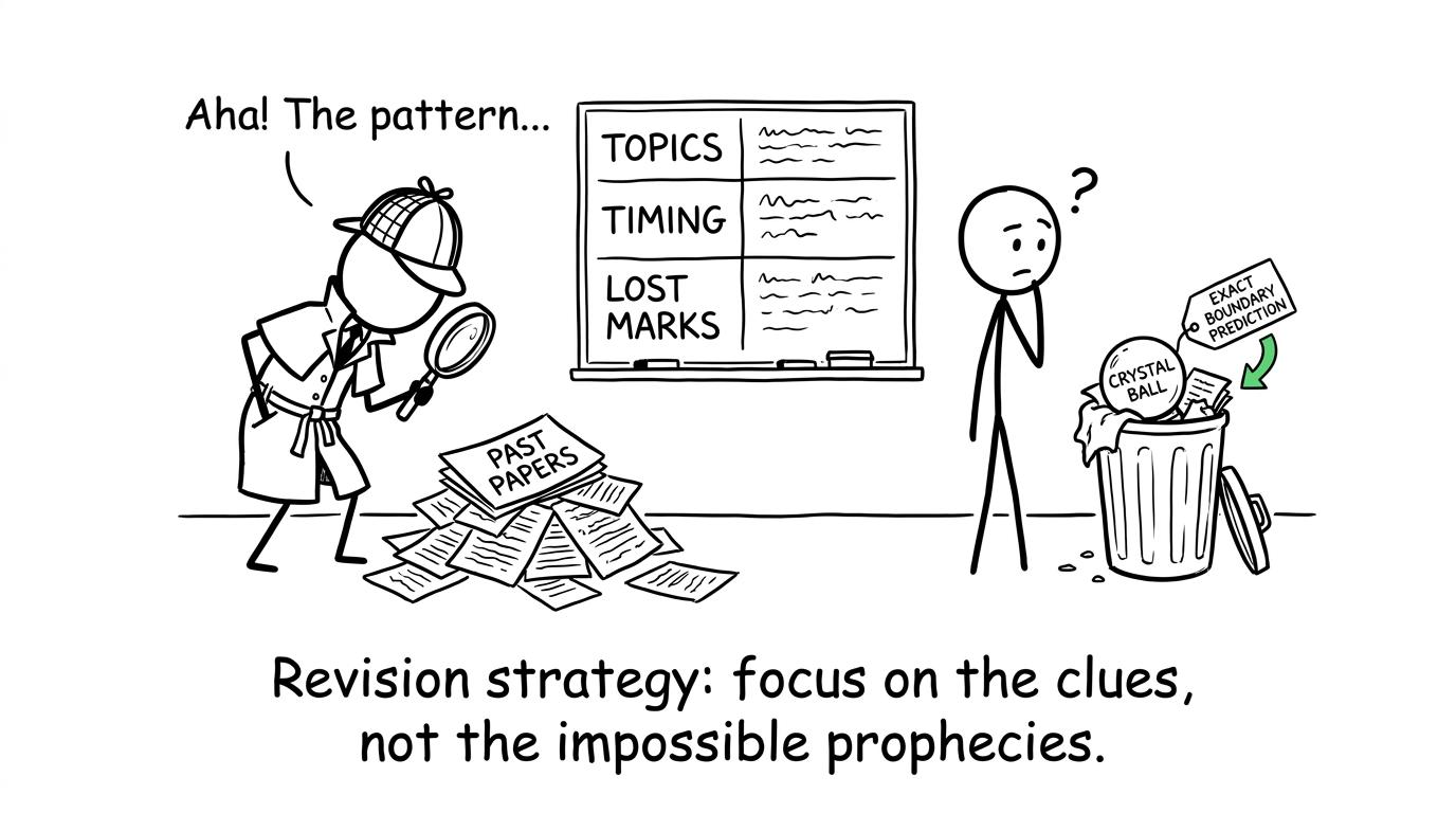 A revision detective investigates lost marks while ignoring a crystal ball for boundary predictions