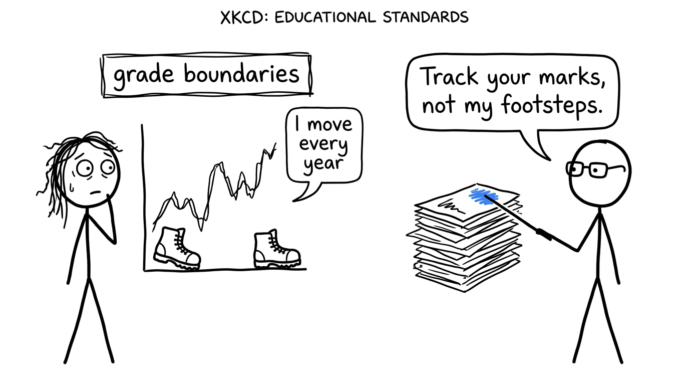 A student discovers that grade boundaries move every year