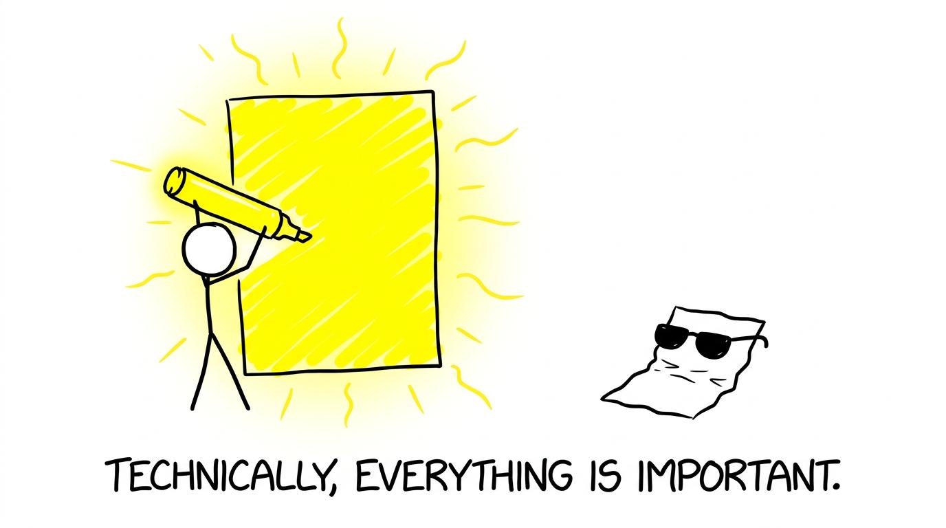 A student highlights everything while a practice paper waits in sunglasses