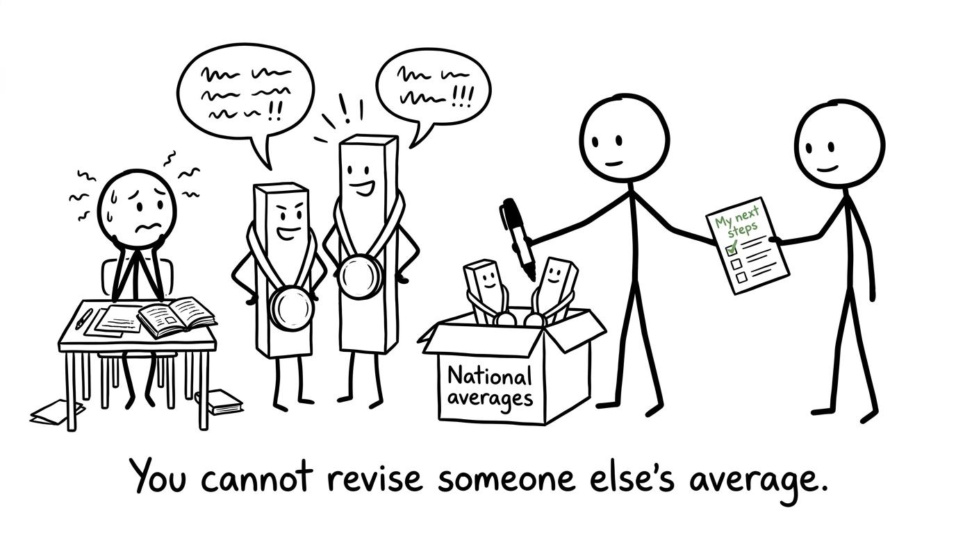 National averages try to distract a student from a practical revision checklist