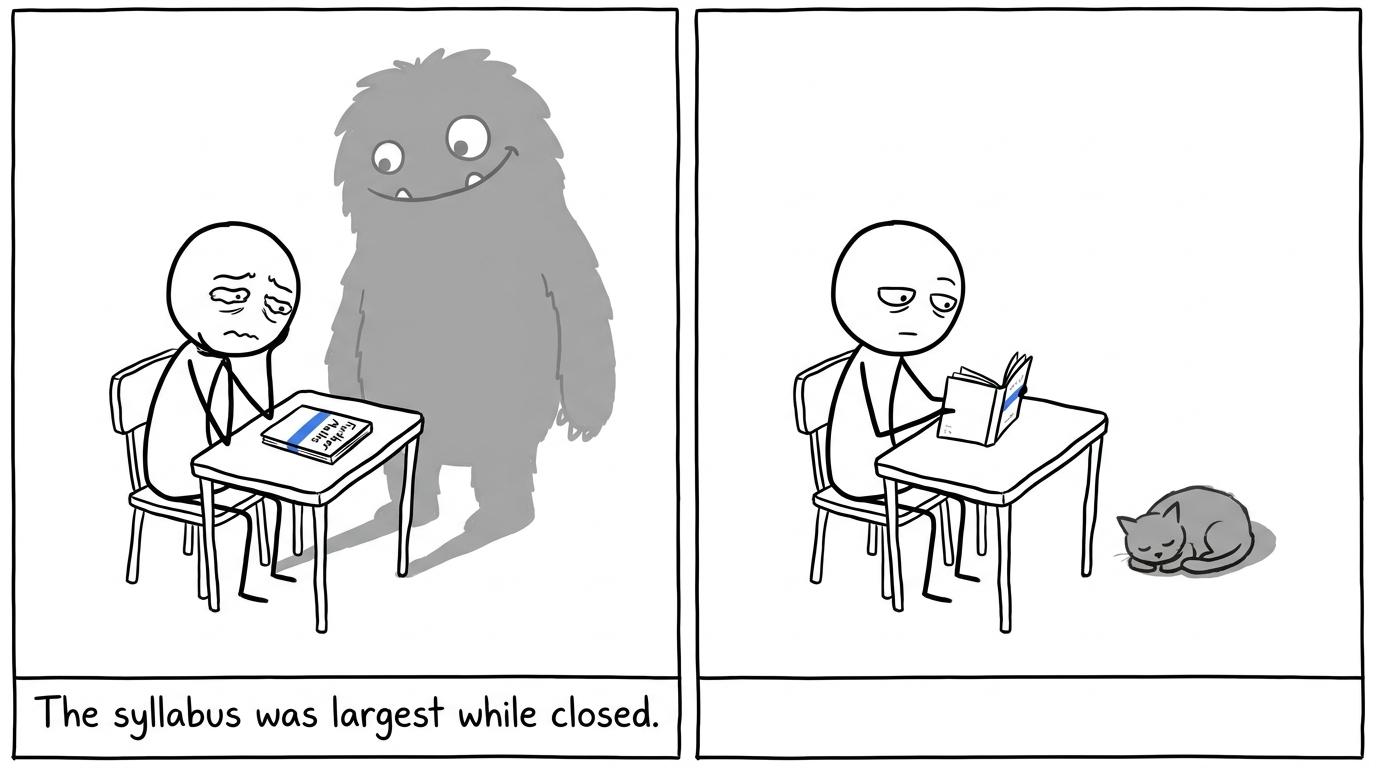 A student discovers that the Further Maths syllabus looks smaller once opened