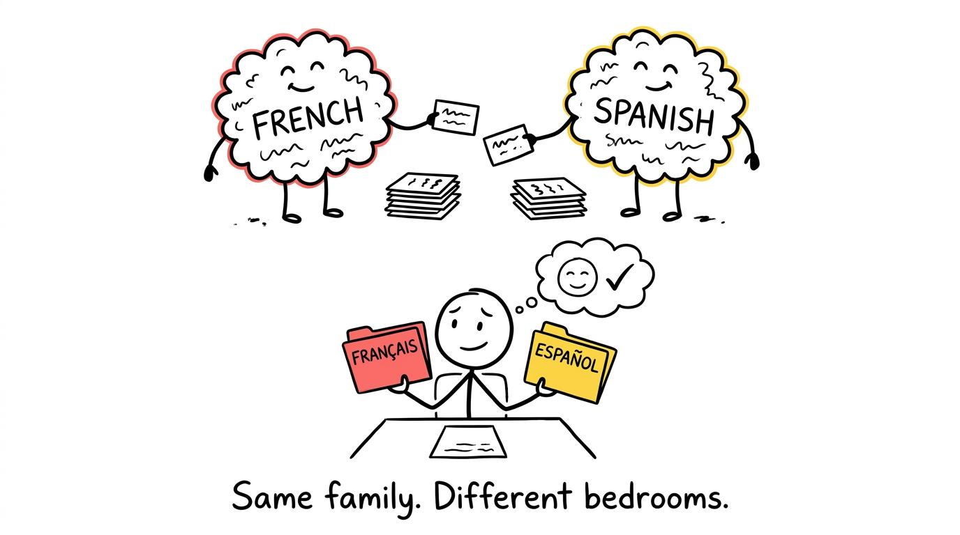 French and Spanish word clouds trying to share vocabulary cards