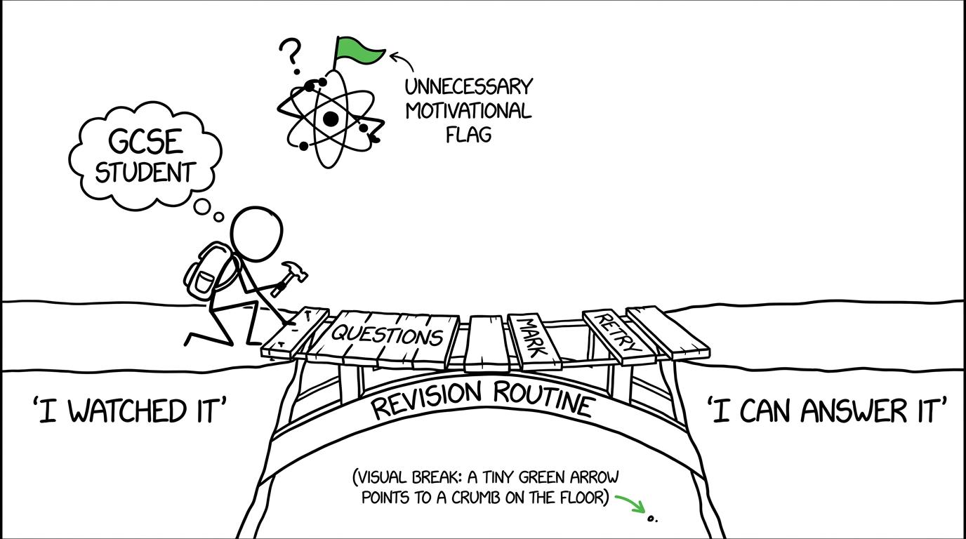 A revision bridge connecting watching a lesson to answering independently